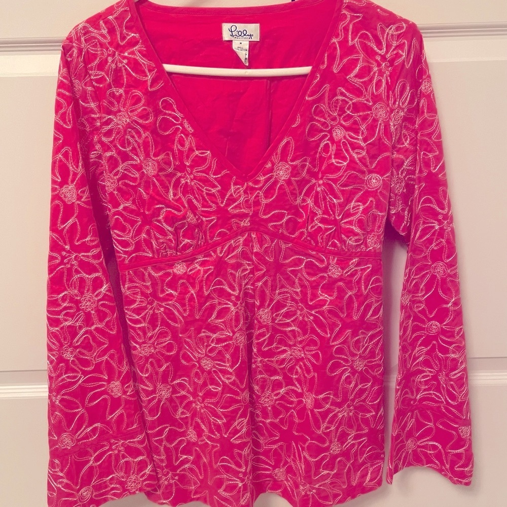 Lilly Pulitzer Embroidered Empire Waist Blouse